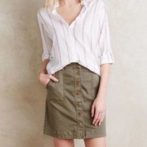 Anthropologie Pilcro Olive Chino A-Line Skirt